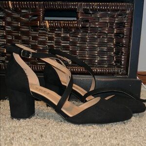 Journee Collection Black Block Heel Sandals